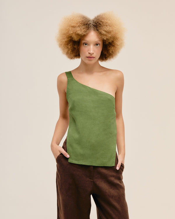 ASSIMETRIC TOP IN OLIVE GREEN