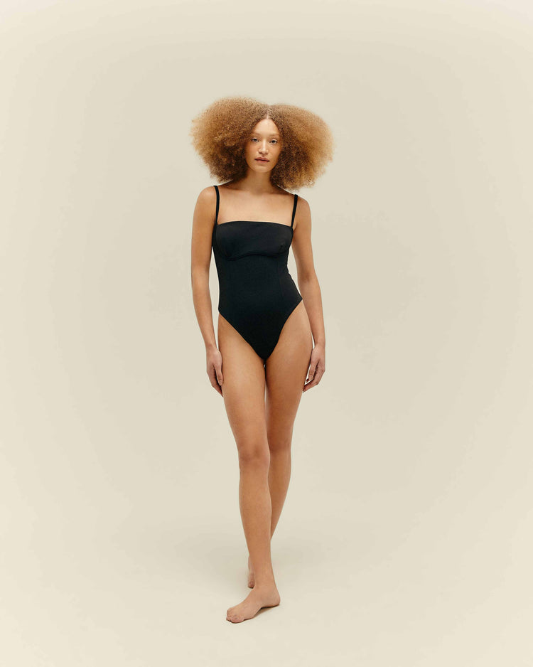 CREPE TAMIS SWIMSUIT BLACK