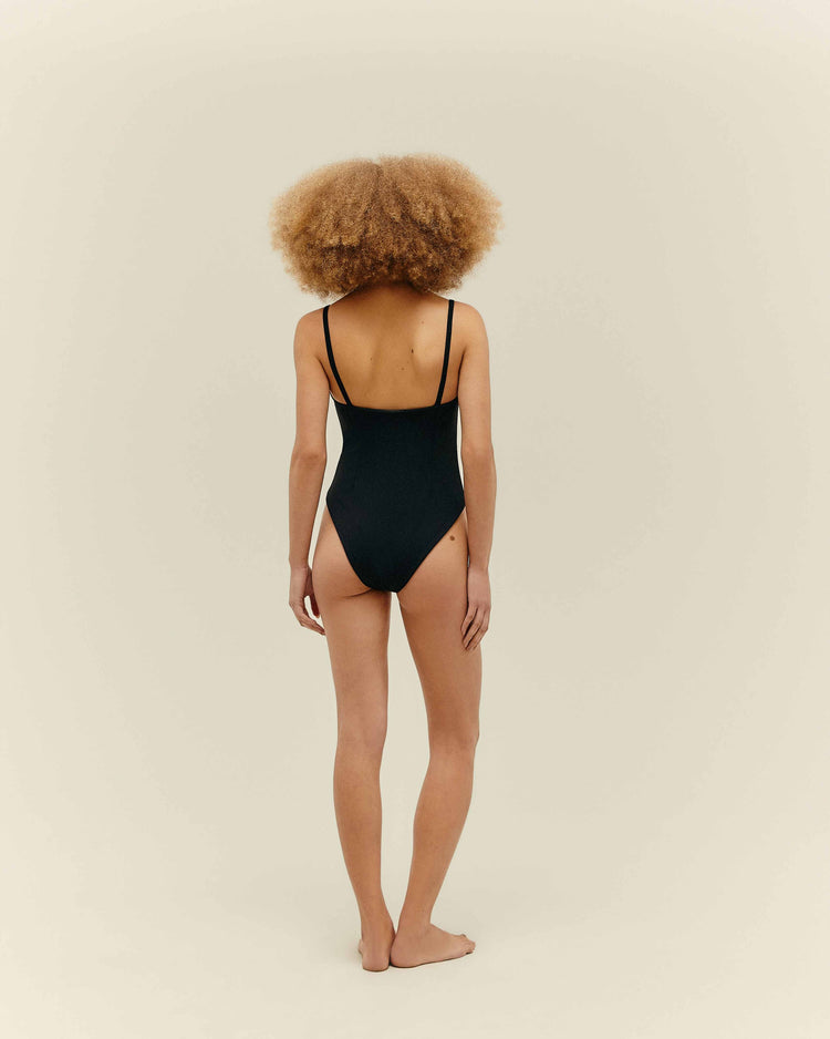 CREPE TAMIS SWIMSUIT BLACK