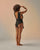 CREPE V-NECK SWIMSUIT - BLACK