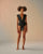 CREPE V-NECK SWIMSUIT - BLACK