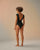 CREPE V-NECK SWIMSUIT - BLACK