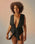 CREPE V-NECK SWIMSUIT - BLACK