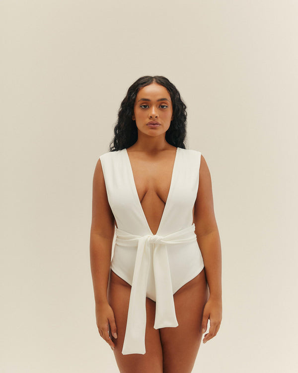 CREPE V SWIMSUIT OFF-WHITE