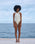 Costume da bagno a righe in twill, bianco argilla