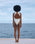 Costume da bagno a righe in twill, bianco argilla
