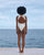 Costume da bagno a righe in twill, bianco argilla