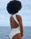 Costume da bagno a righe in twill, bianco argilla