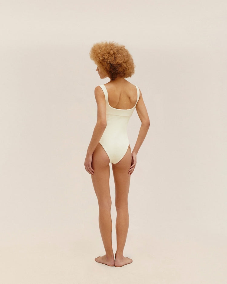 RIBBED GABI SWIMSUIT WHITE CLAY