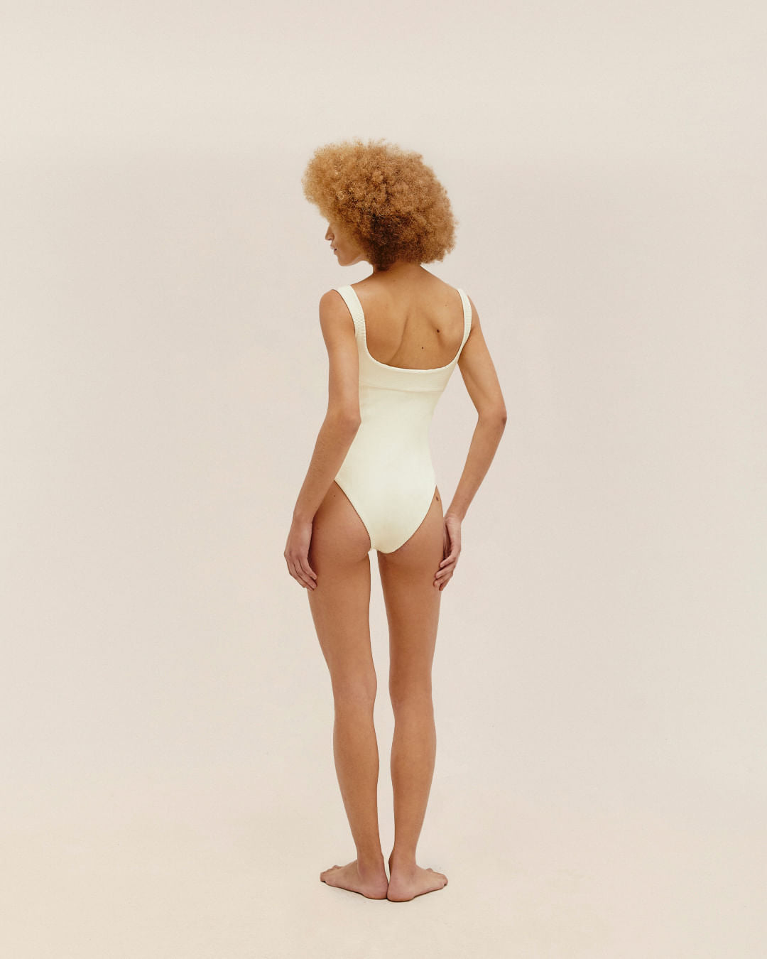 RIBBED GABI SWIMSUIT WHITE CLAY