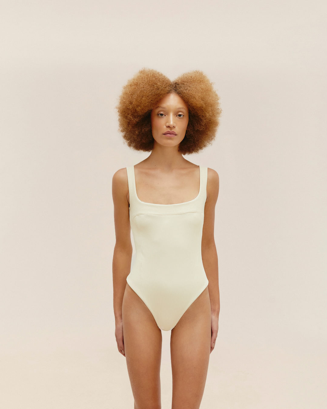 RIBBED GABI SWIMSUIT WHITE CLAY
