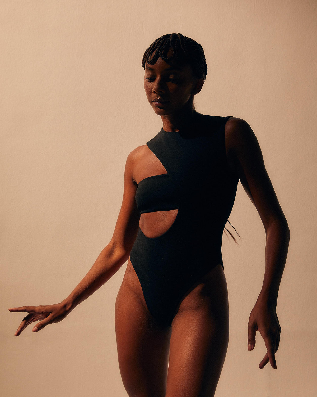 CREPE 80S SWIMSUIT BLACK