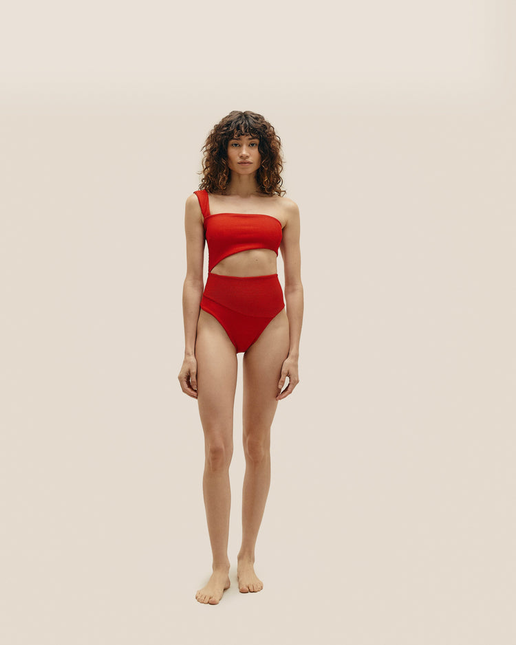 RIBBED IU SWIMSUIT RED SHIFT