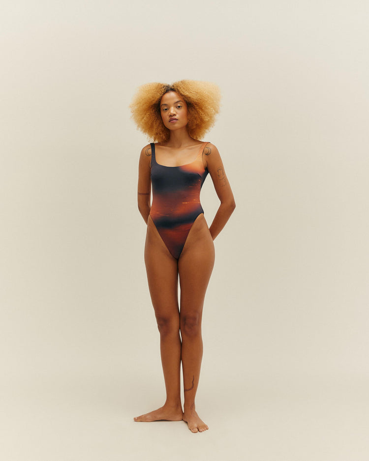 THIDU FACE-PRINT SWIMSUIT