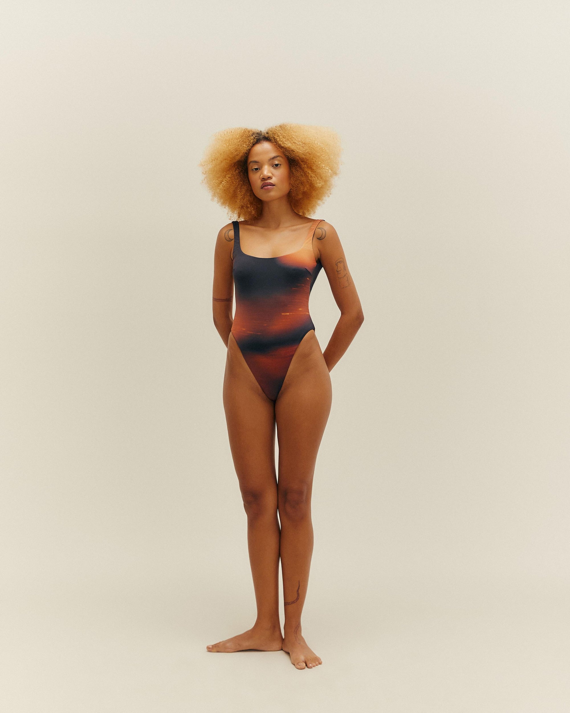 THIDU FACE-PRINT SWIMSUIT