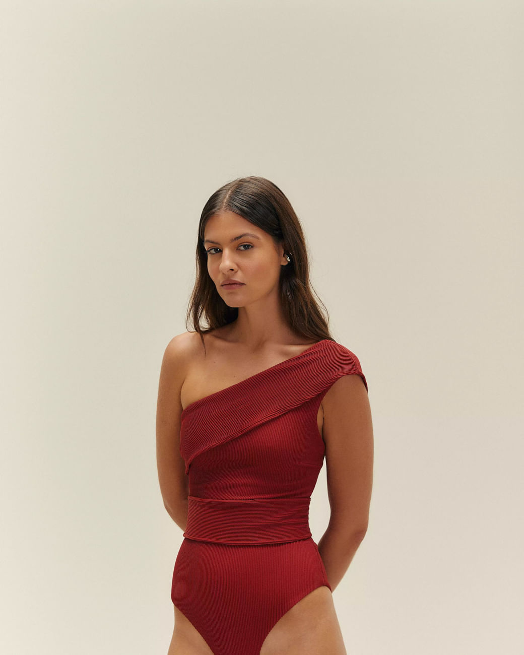 RIBBED MARIA SWIMSUIT IN BORDEAUX
