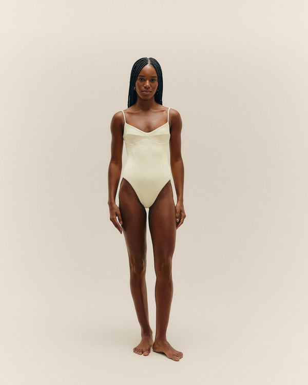 RIBBED MONICA SWIMSUIT WHITE CLAY