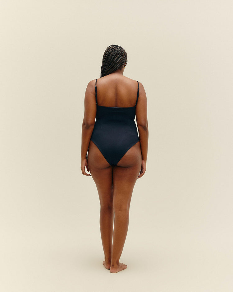 MAILLOT DE BAIN MONICA À RAYURES NOIR