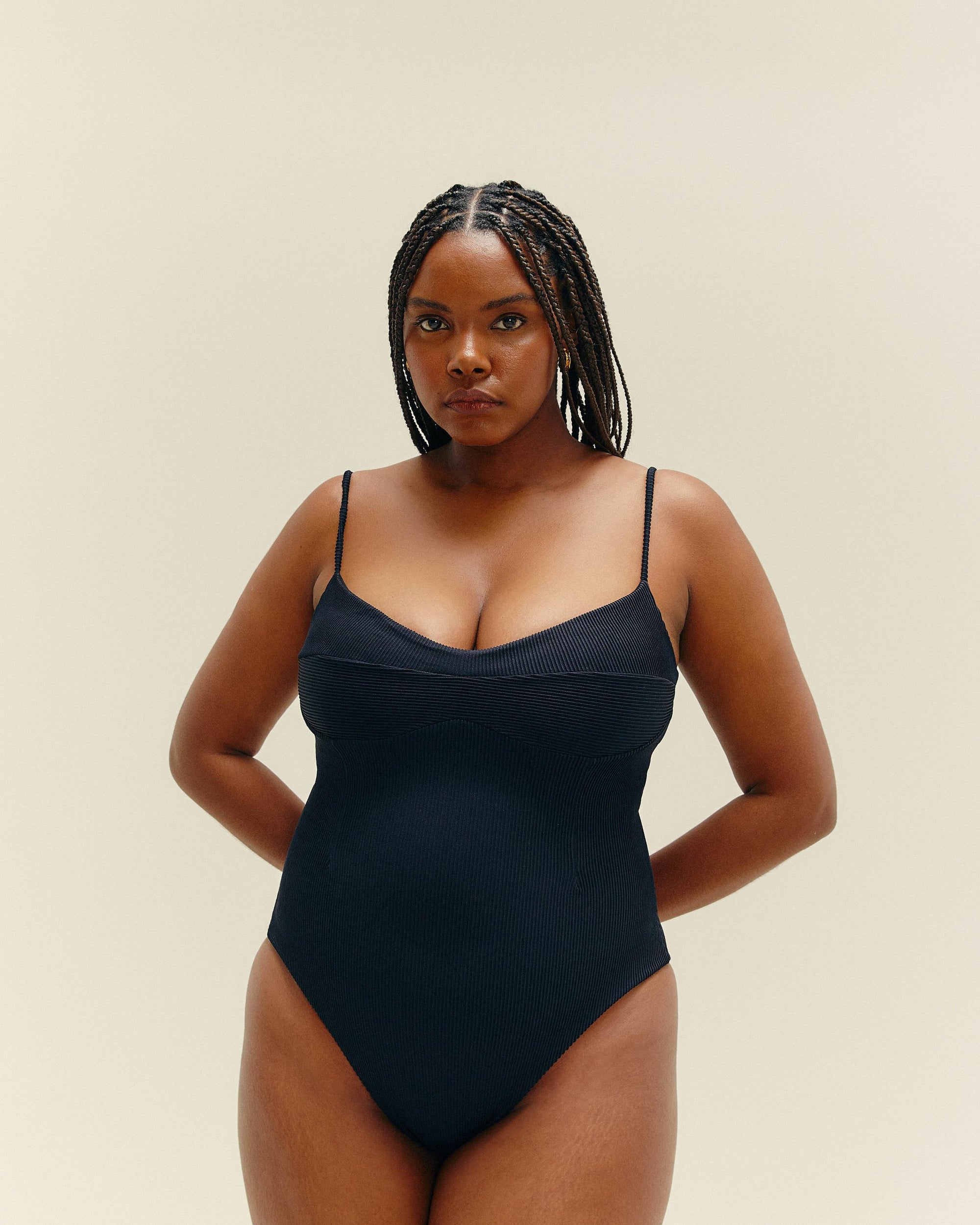 MAILLOT DE BAIN MONICA À RAYURES NOIR