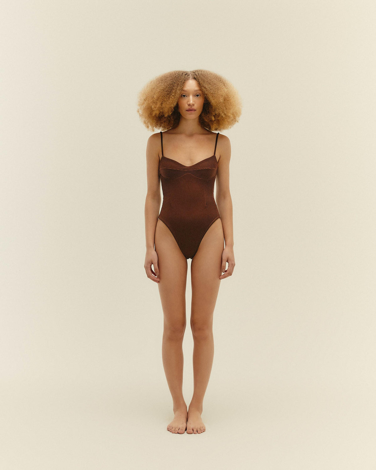 RIBBED MONICA SWIMSUIT BRAUNA BROWN