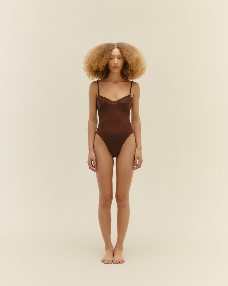 RIBBED MONICA SWIMSUIT BRAUNA BROWN