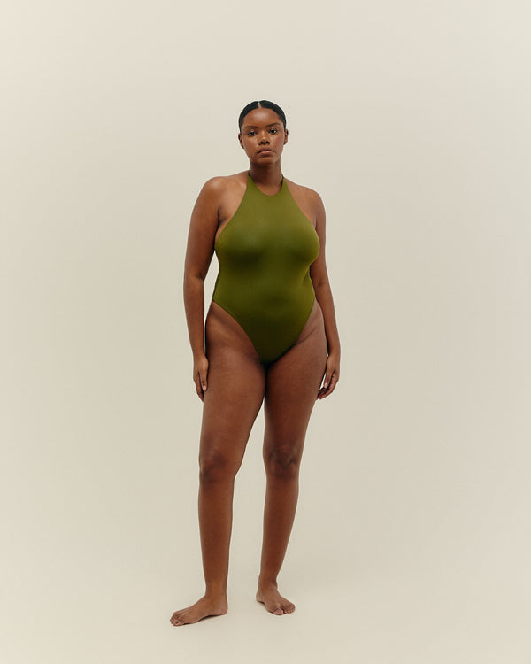 POLY OLIVE GREEN SWIMSUIT