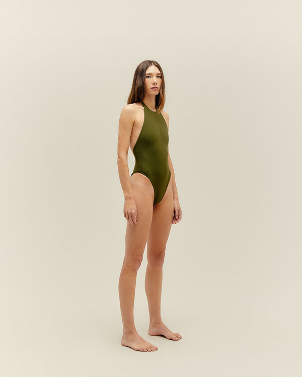 POLY OLIVE GREEN SWIMSUIT