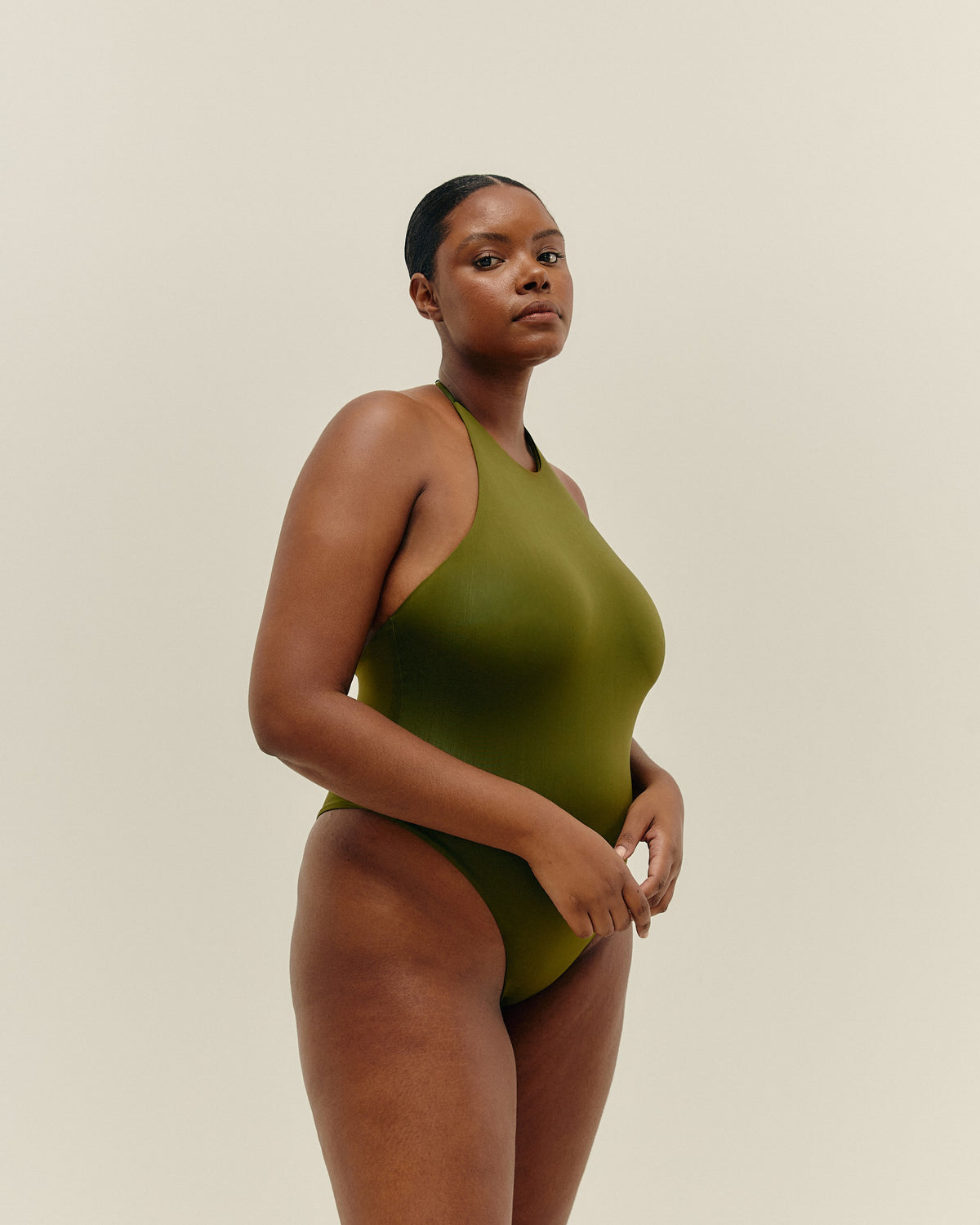 POLY OLIVE GREEN SWIMSUIT