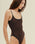 PIPPING THIDU BROWN SWIMSUIT