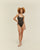 THIDU SWIMSUIT WITH PRINTED PIPPING IN LEOPARD KHAKI