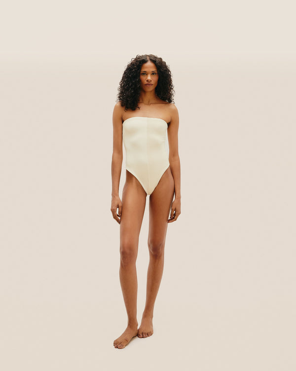 COSTUME DA BAGNO NICO A RIGHE BIANCO ARGILLO