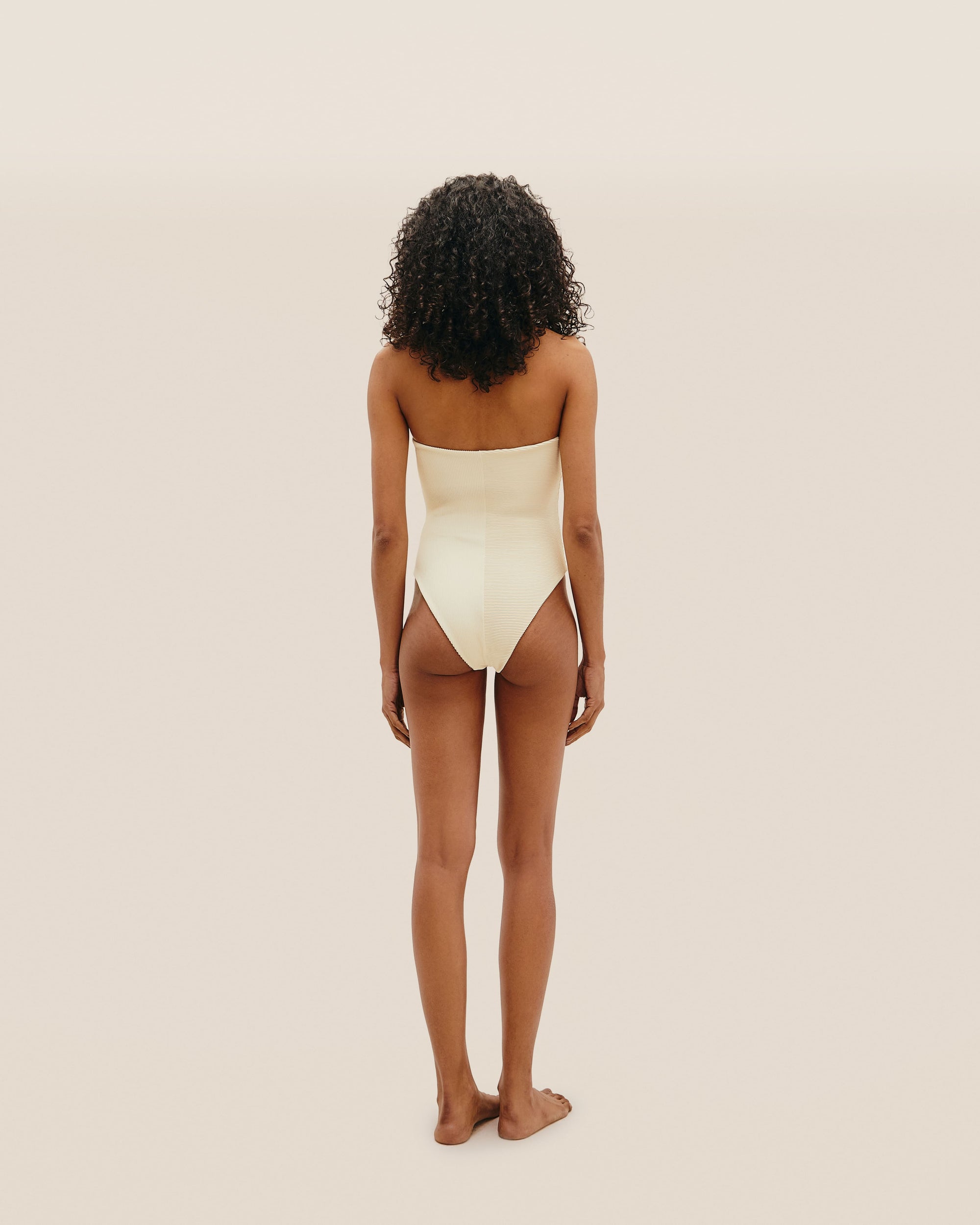 COSTUME DA BAGNO NICO A RIGHE BIANCO ARGILLO
