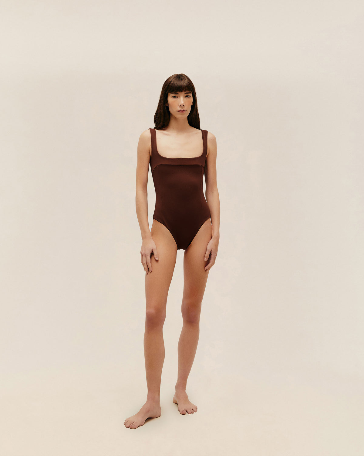 MAILLOT DE BAIN GABI EN CRÊPE COHIBA MARRON