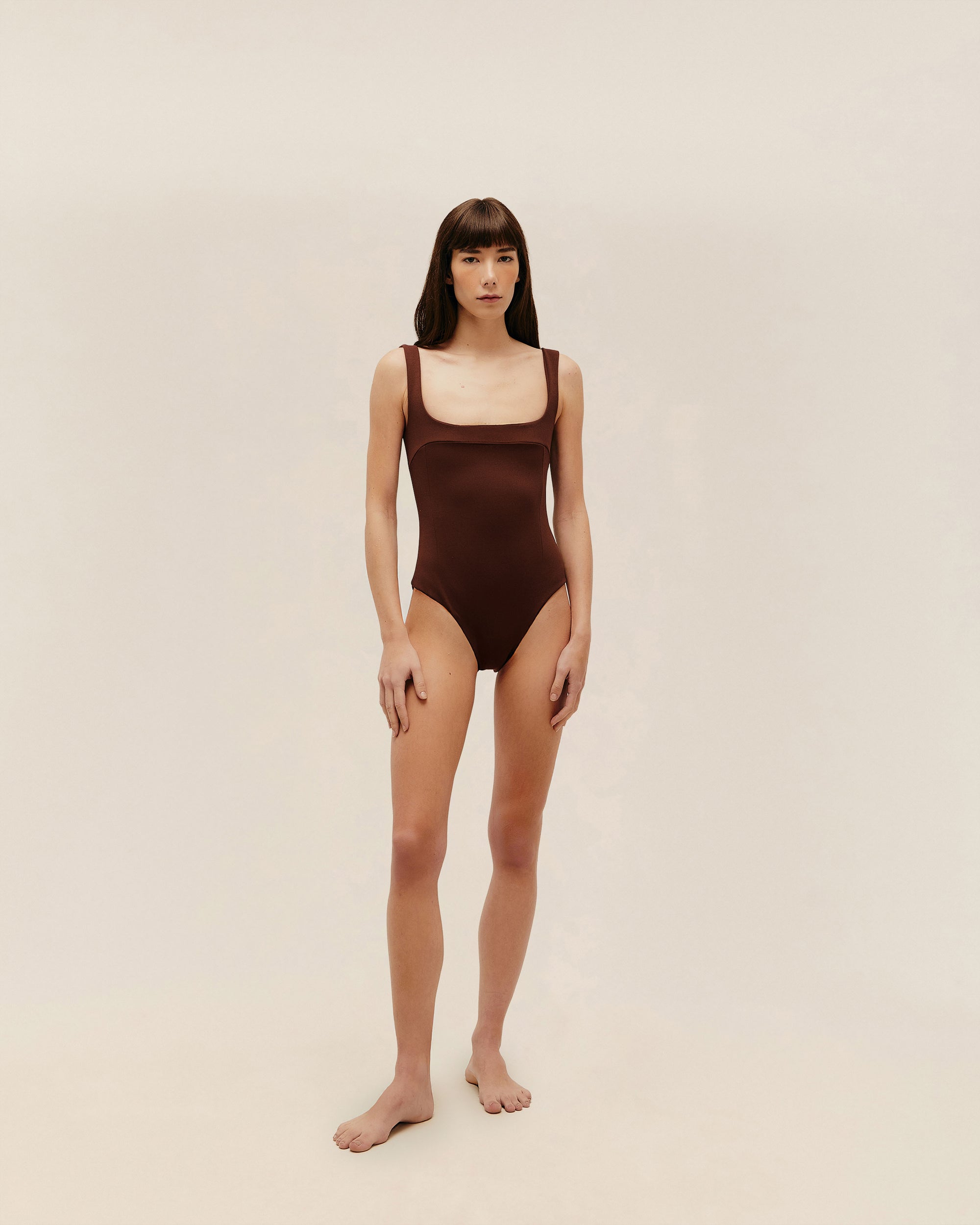 MAILLOT DE BAIN GABI EN CRÊPE COHIBA MARRON