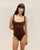 MAILLOT DE BAIN GABI EN CRÊPE COHIBA MARRON
