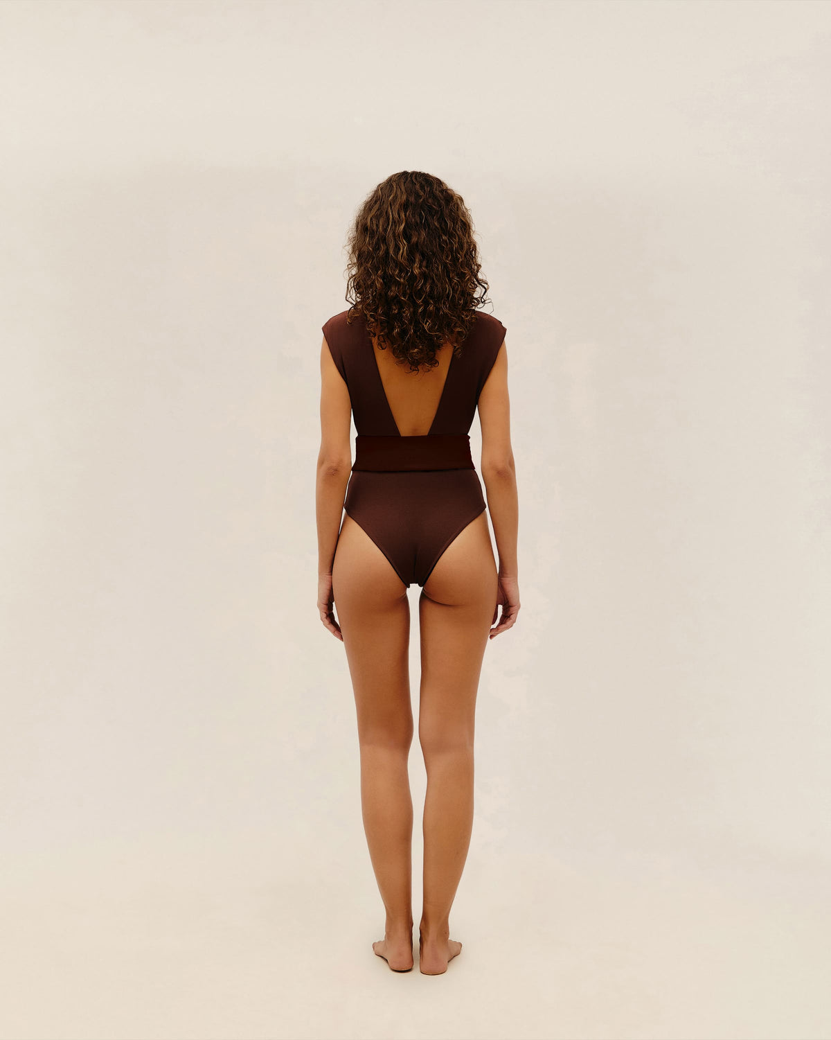 CREPE V SWIMSUIT COHIBA BROWN