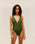 Costume da bagno a righe Raquel verde oliva