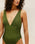 Costume da bagno a righe Raquel verde oliva