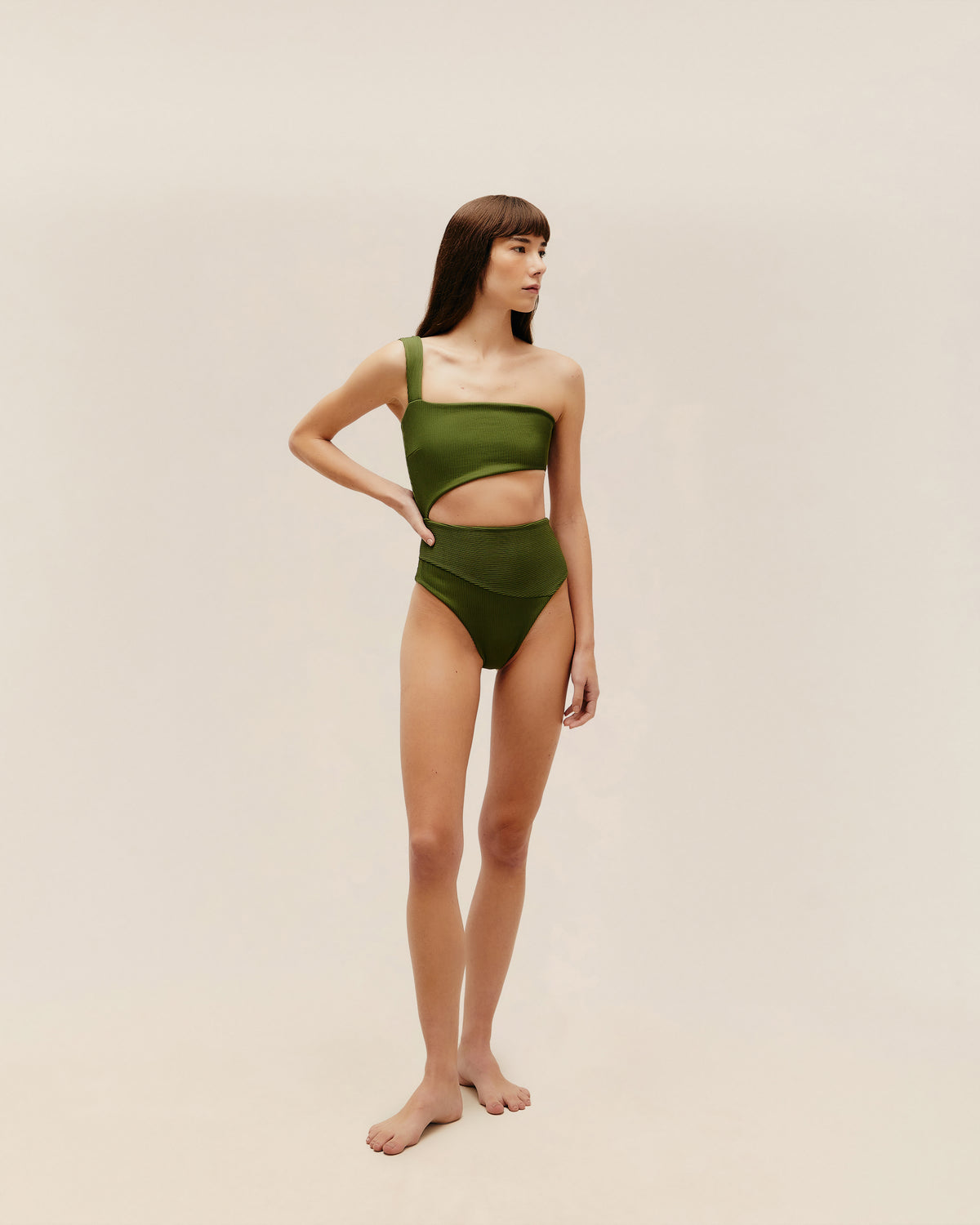 RIBBED IU SWIMSUIT OLIVE GREEN