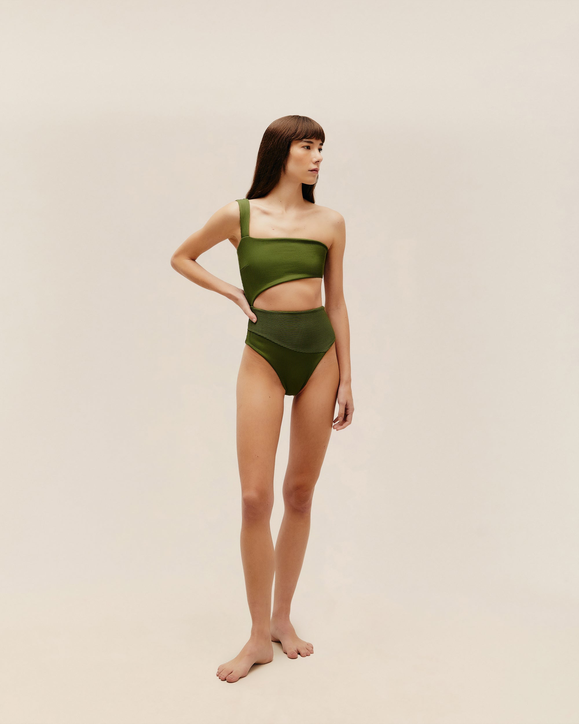 RIBBED IU SWIMSUIT OLIVE GREEN