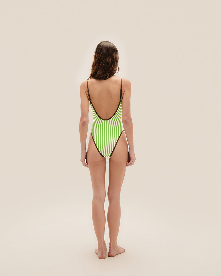 PIPPING THIDU SWIMSUIT RAPTURE GREEN STRIPES