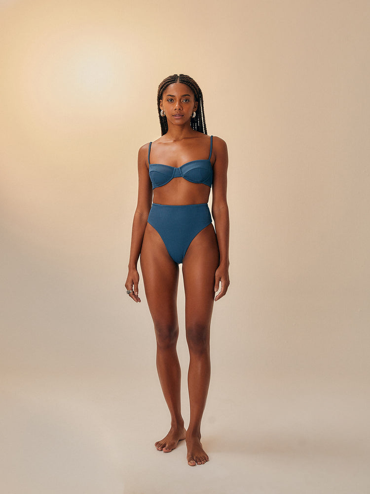 RIBBED VINTAGE TOP - DEEP BLUE