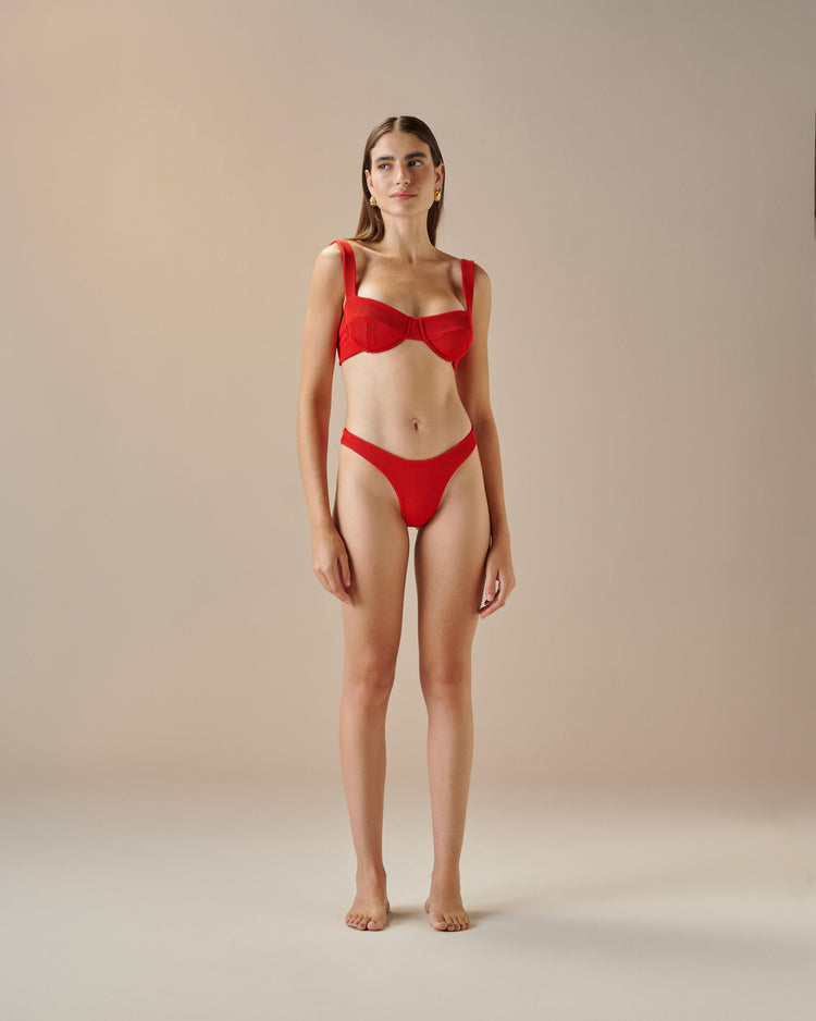 Haut GAIA à côtes, rouge vif