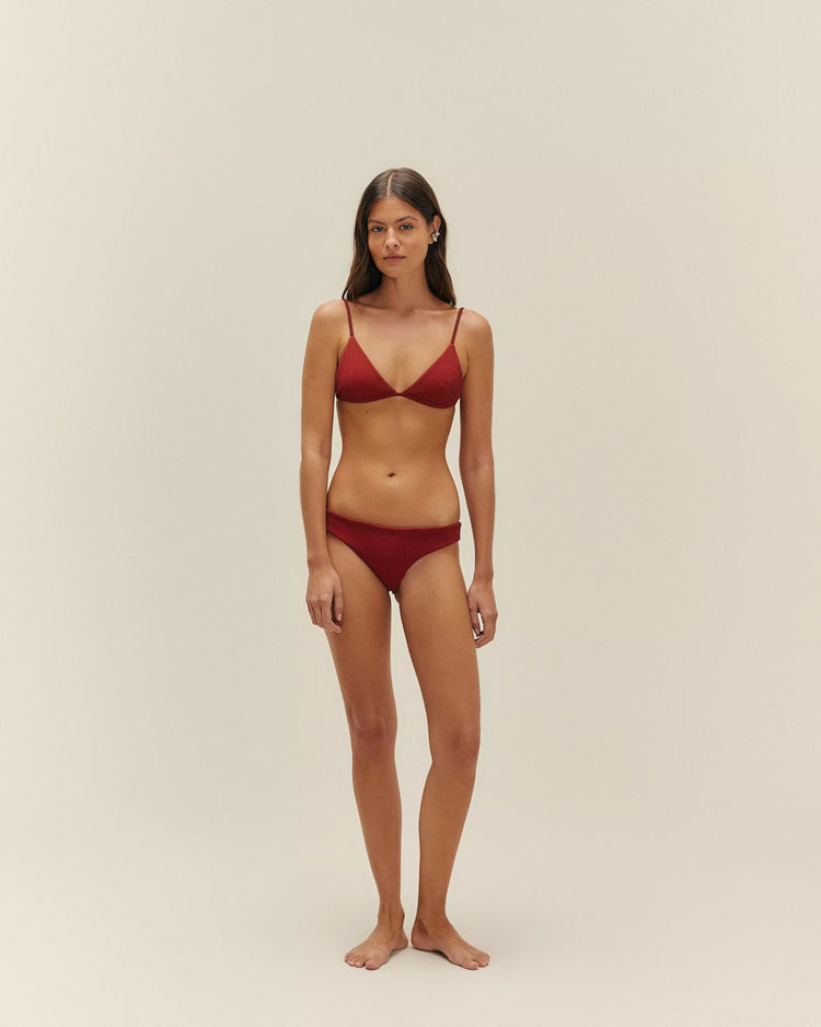 TOP OLIVIA A RIGHE BORDEAUX