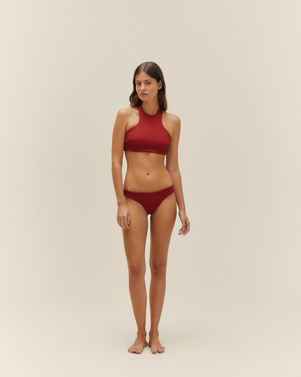 RIBBED LUCIANA TOP BORDEAUX