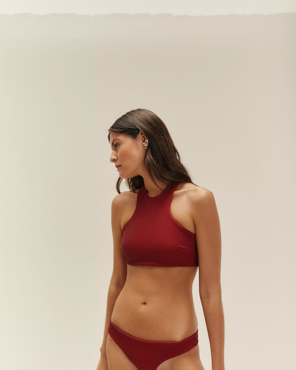 RIBBED LUCIANA TOP BORDEAUX
