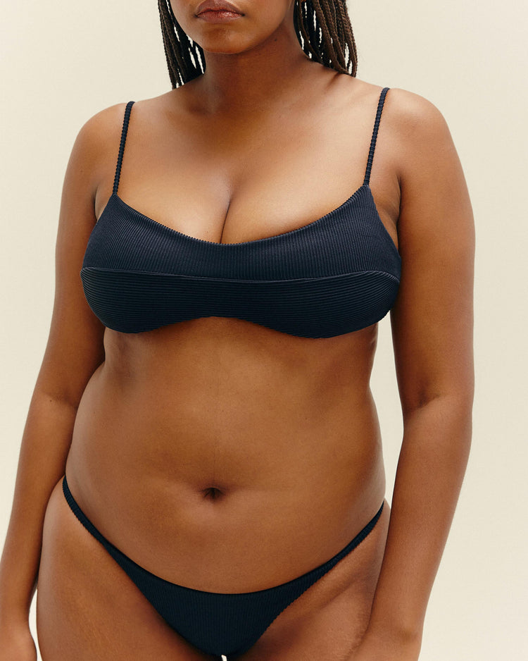 RIBBED AGATHA TOP BLACK