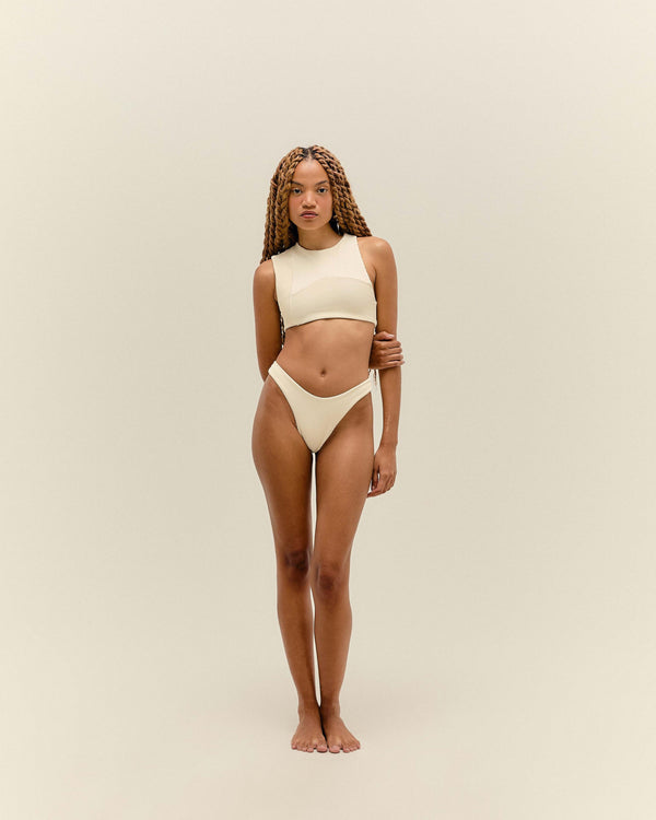 RIBBED CUT OUT TOP WHITE CLAY