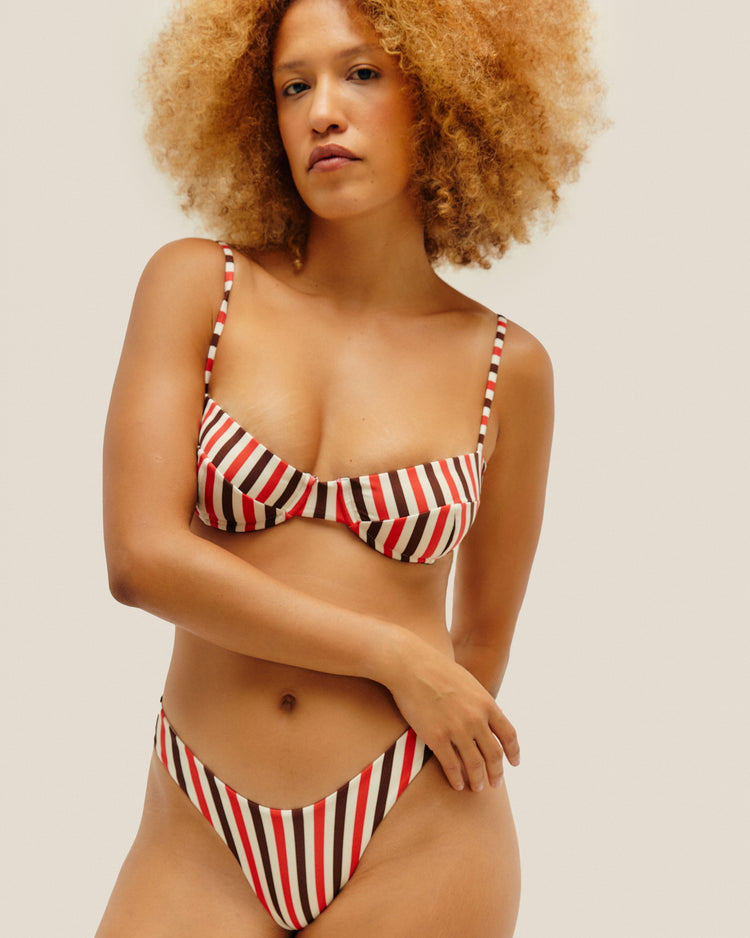 Haut vintage ajustable à rayures des années 70