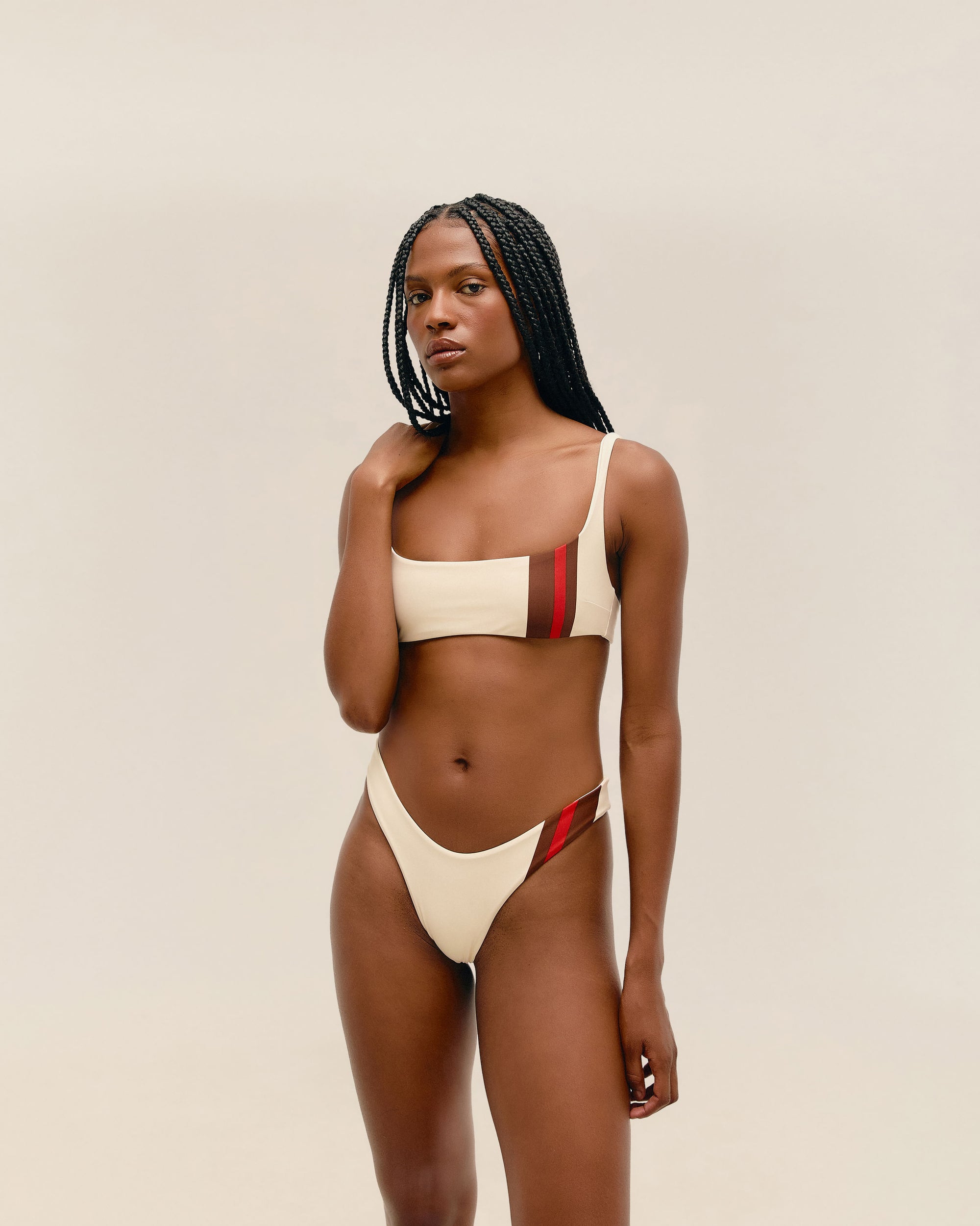 THIDU TOP BIANCO CON STRISCE SPORTIVE